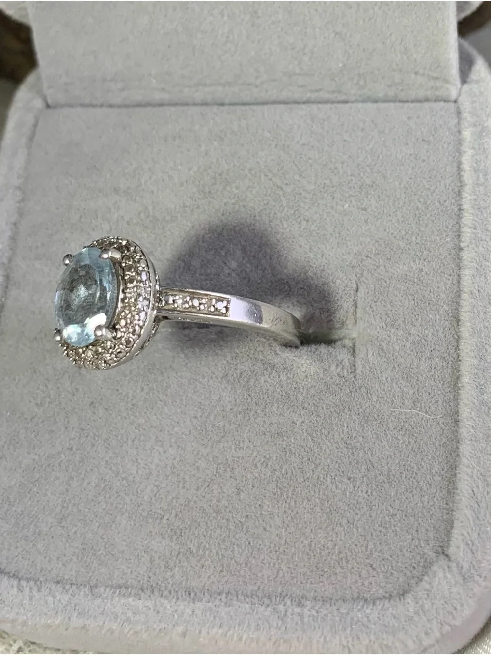Vintage sterling silver blue topaz ring delicate oval